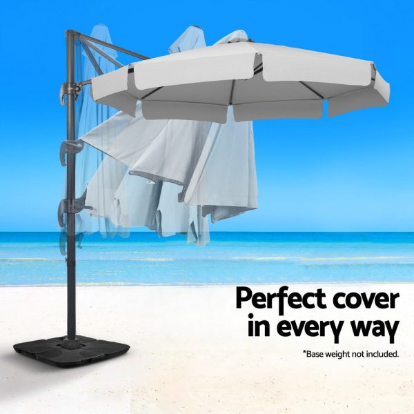 Instahut 3m Outdoor Umbrella Cantilever 360 Degree Tilt Beach Roma Grey Hot on Sale