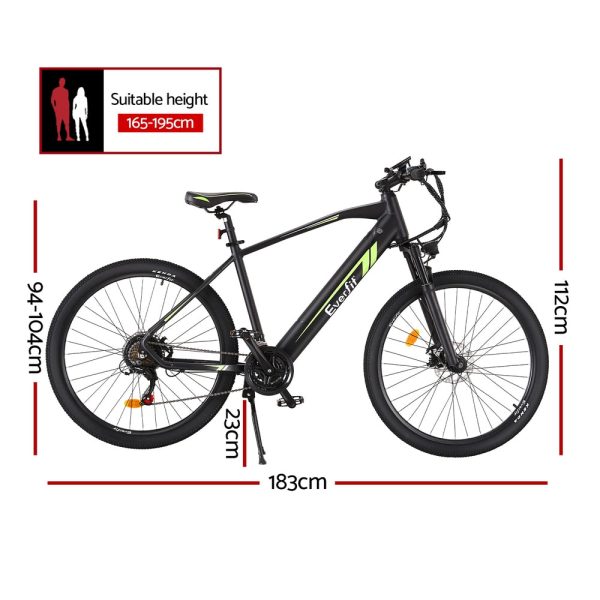 Everfit 27.5 Inch Electric Bike Mountain Bicycle eBike Battery 21 Speed Online Sale