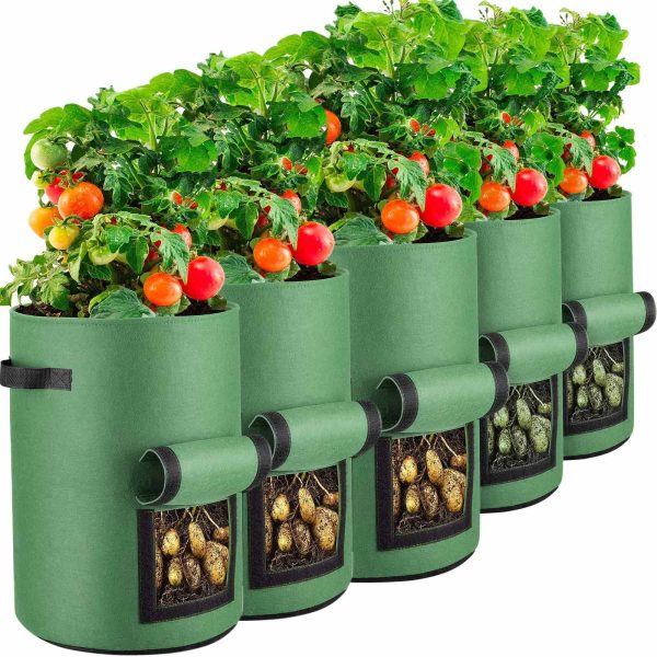 5-Pack 5 Gallons Plant Grow Bag | Potato Container Pots with Handles | Garden Planter Sale