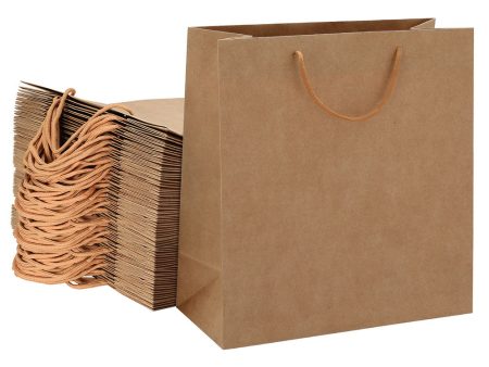 50pcs Bulk Kraft Paper Bags Pack Brown Shopping Retail Gift Bags Reusable Brown For Cheap