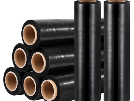 500mm x 400m Stretch Film Pallet Shrink Wrap 8 Rolls Package Use Plastic Black Supply