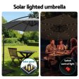 Instahut Outdoor Umbrella 3M Cantilever Beach LED Base Garden Sun Patio Charcoal For Sale