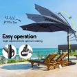 Instahut Outdoor Umbrella 3M Cantilever Beach LED w Base Garden Shade Patio Navy Hot on Sale