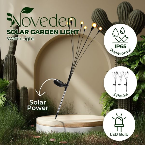 NOVEDEN Solar Powered Firefly Lights | 3 Pieces | Warm Light For Discount