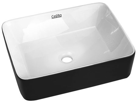 Cefito Ceramic Bathroom Basin Sink - Black White | Above Counter For Cheap