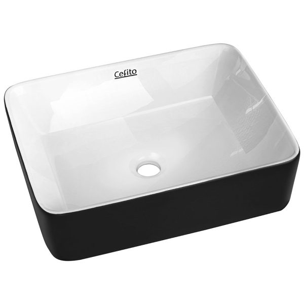 Cefito Ceramic Bathroom Basin Sink - Black White | Above Counter For Cheap