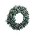 Jingle Jollys 60cm Christmas Wreath LED Lights Snowy Berries Garland Party Decor For Discount