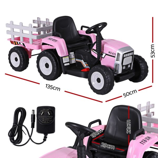 Rigo Kids Electric Ride On Car Tractor Toy Cars 12V Pink on Sale