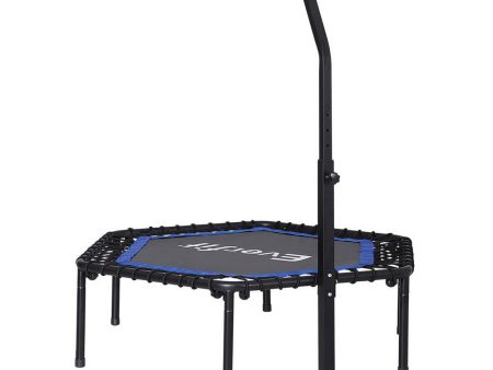 Everfit 48inch Hexagon Fitness Trampoline Rebounder Adjustable Handrail Blue Online Sale