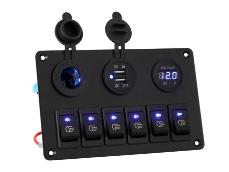 Giantz 6 Gang 12V Switch Panel For Car Boat Marine USB ON-OFF LED Rocker Toggle Cheap