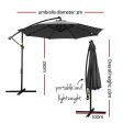 Instahut Outdoor Umbrella 3M Cantilever Beach LED Garden Shade Patio Charcoal Online Sale