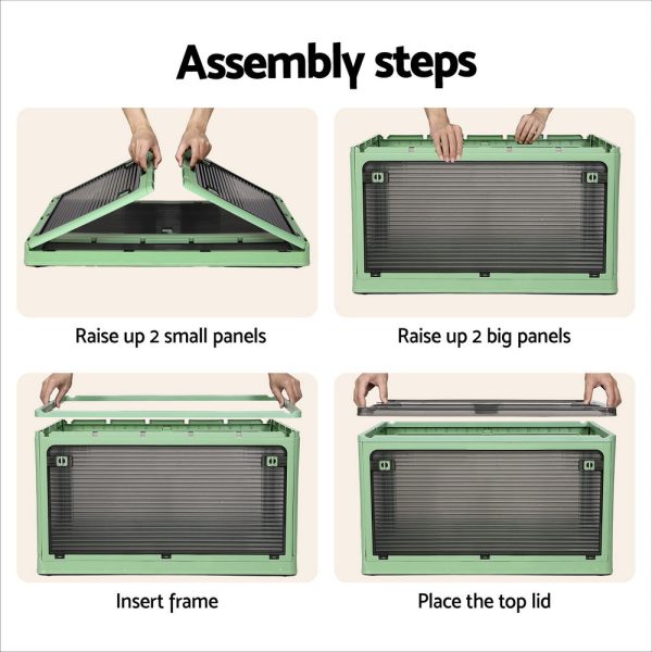 Artiss Storage Container Foldable Stackable Large 5 Sides Open Transparent 82L For Cheap