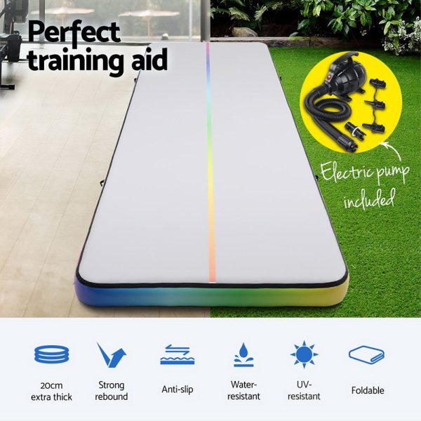 Everfit 6M Air Track Mat Inflatable Gymnastics Tumbling Mat W  Pump Colourful Supply