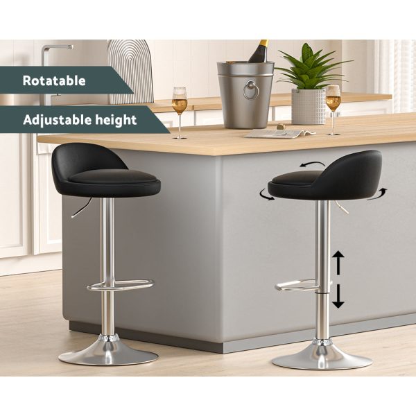 Artiss 4x Bar Stools PU Leather Gas Lift Black on Sale