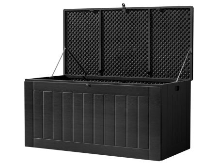 Gardeon Outdoor Storage Box 830L Container Lockable Bench Tool Shed All Black on Sale