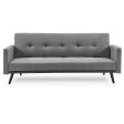 Sarantino Tufted Faux Linen 3-Seater Sofa Bed - Light Grey | Armrests Included Fashion