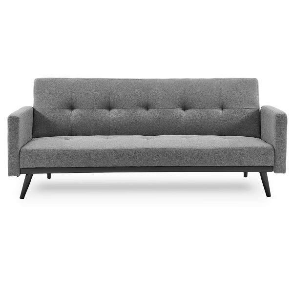 Sarantino Tufted Faux Linen 3-Seater Sofa Bed - Light Grey | Armrests Included Fashion