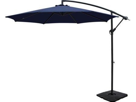 Instahut 3m Umbrella w Base Outdoor Cantilever Beach Garden Patio Parasol Navy Online