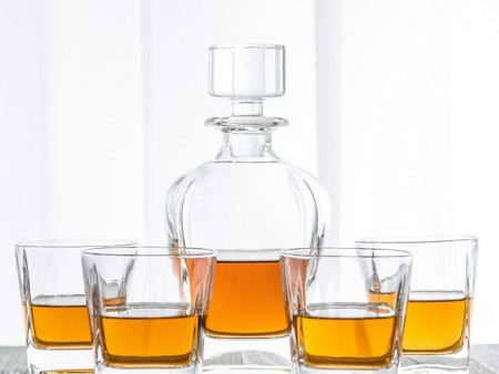 Oval Whiskey Decanter Bottle Set | Novare Whiskey Glasses For Cheap