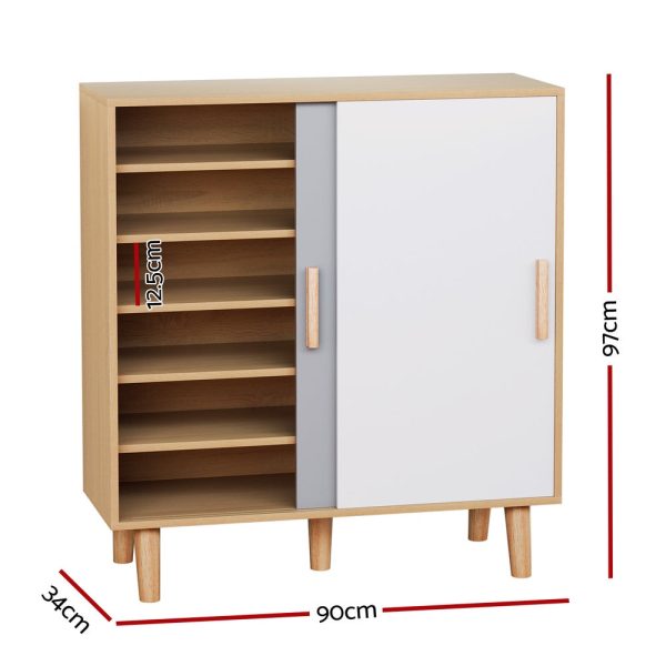 Artiss Shoe Cabinet 30 Pairs Sliding Doors For Sale