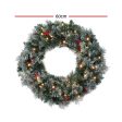 Jingle Jollys 60cm Christmas Wreath LED Lights Snowy Berries Garland Party Decor For Discount