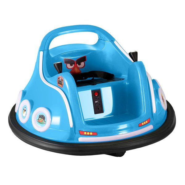 Kids Ride On Car Bumper Electric Toys Cars Light Remote Angry Birds Sticker Blue For Discount