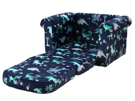 Keezi Kids Sofa 2 Seater Children Flip Open Couch Lounger Armchair Dinosaur Navy Cheap