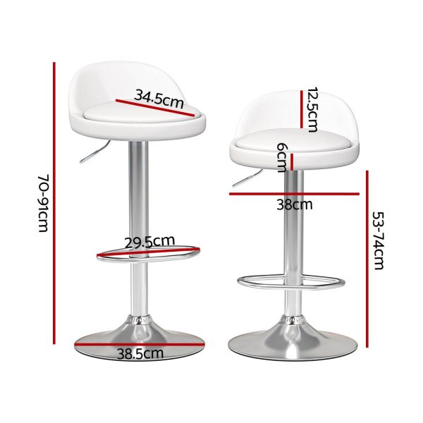 Artiss 4x Bar Stools PU Leather Gas Lift White Cheap