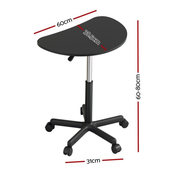 Artiss Laptop Desk Portable Height Adjustable Table Caster Wheels 60CM Black Sale