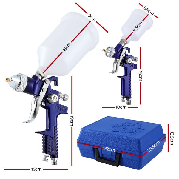 Giantz 2PC HVLP Air Spray Gun Gravity Feed Cup Nozzles Included Fashion