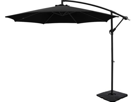 Instahut 3m Umbrella w Base Outdoor Cantilever Beach Garden Patio Parasol Black For Cheap