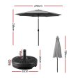 Instahut 2.7m Outdoor Umbrella w Base Pole Stand Garden Sun Charcoal Discount