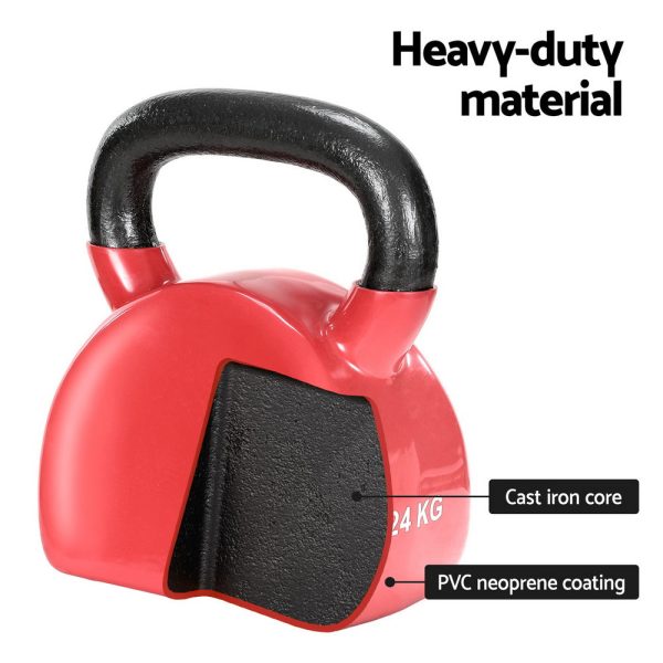 Everfit 24kg Kettlebell Set Weightlifting Bench Dumbbells Kettle Bell Gym Home Online Hot Sale