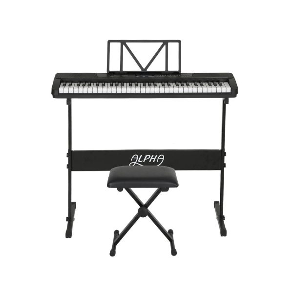 Alpha 61 Keys Electronic Piano Keyboard Digital Electric w  Stand Stool Touch on Sale