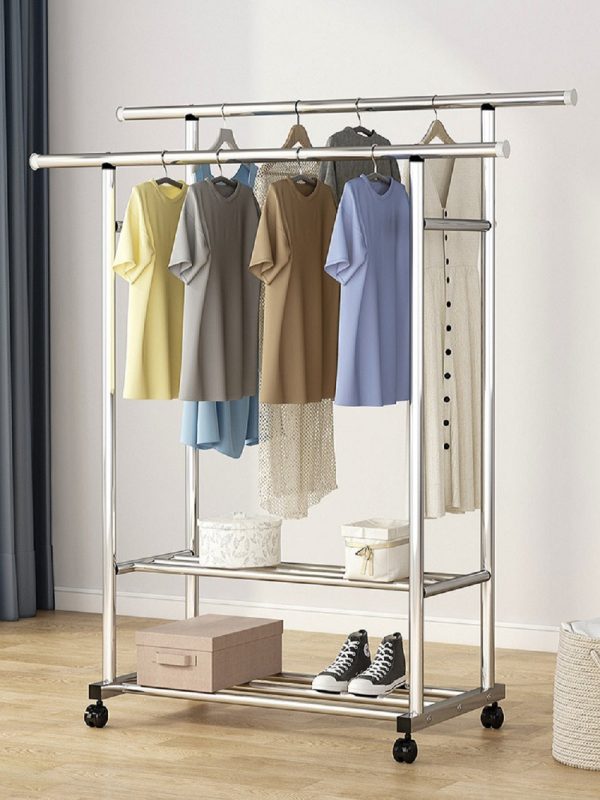 Ekkio Clothes Rack | Stainless Steel Double Rail on Sale