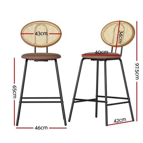 Artiss 2x Bar Stools PU Leather Stools Brown Discount