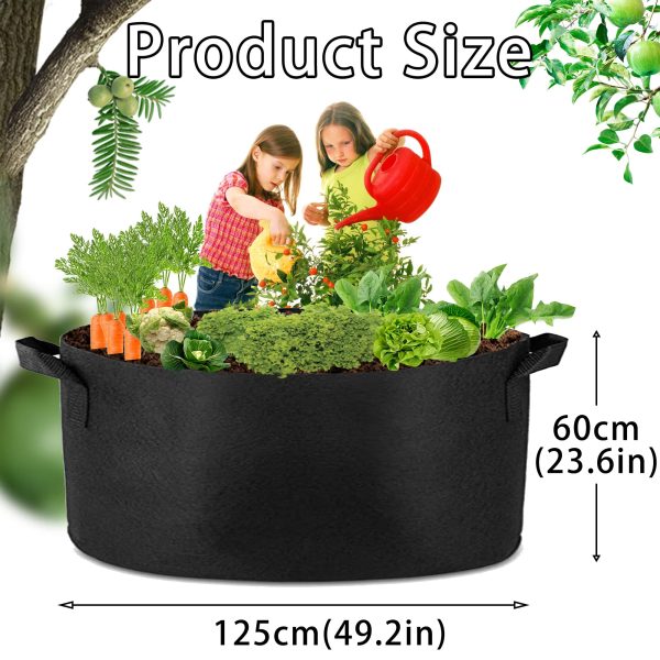 1 Pack 100 Gallon 100cm 50cm Grow Bag | Heavy Duty Thickened Plant Pots with Handles | Farming Gardening Tree Cheap