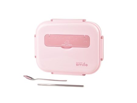 Kylin 304 Stainless Steel 5 Divided Smile Large Lunch Box With Soup Pot - Pink | Smile Lunch Box Supply