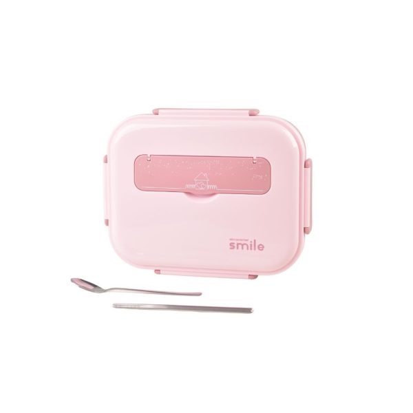 Kylin 304 Stainless Steel 5 Divided Smile Large Lunch Box With Soup Pot - Pink | Smile Lunch Box Supply