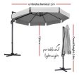 Instahut 3m Outdoor Umbrella Cantilever 360 Degree Tilt Beach Roma Grey Hot on Sale