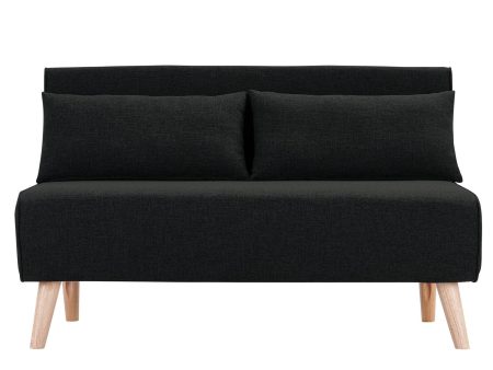 Adjustable 2-Seater Black Faux Velvet Sofa Bed Lounge by Sarantino on Sale