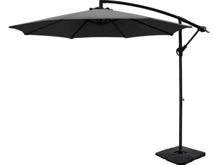 Instahut 3m Umbrella w Base Outdoor Cantilever Beach Garden Patio Parasol Charcoal Cheap