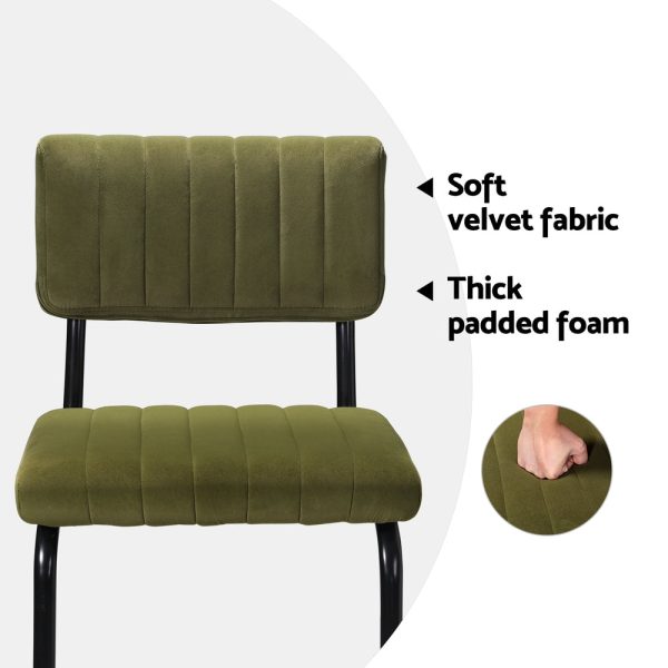 Artiss 2x Bar Stools Velvet Chairs Green Online Sale