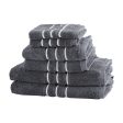 6 Pack Bath Towels Set Cotton Towel Grey Supply