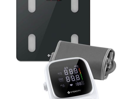 Etekcity Smart WiFi Scale for Body Weight, Black & Etekcity Smart Blood Pressure Monitor, White Bundle Hot on Sale