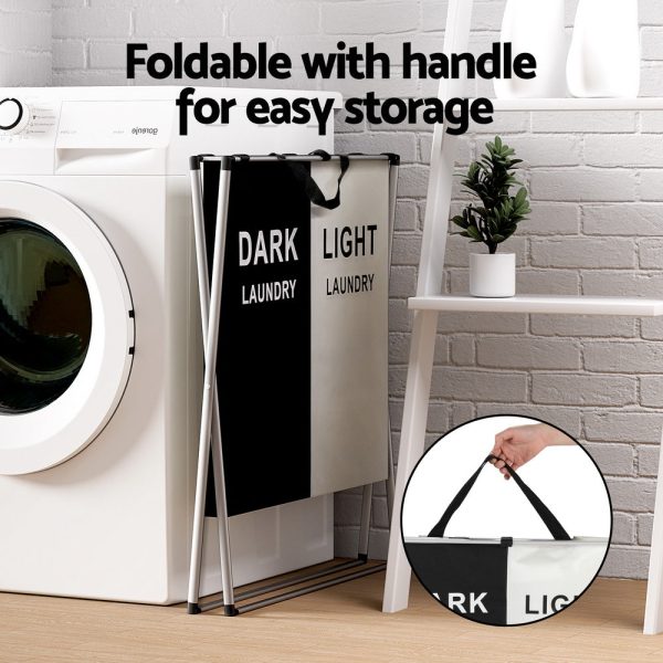 Artiss Laundry Basket Hamper Large Foldable Washing Clothes Storage 2 Sections Online Hot Sale