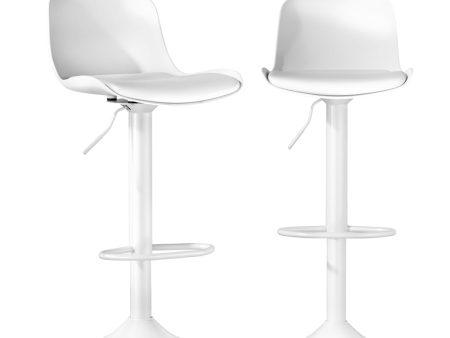 Artiss Bar Stools Kitchen Swivel Gas Lift Stool Leather Dining Chairs White x2 Discount