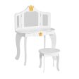 Keezi Kids Dressing Table Vanity Makeup Chair Set Wooden 3 Mirror Drawer White Sale