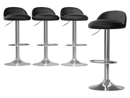 Artiss 4x Bar Stools PU Leather Gas Lift Black on Sale