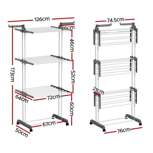 Artiss Clothes Drying Rack 173cm Coat Aier Hanger Foldable Online Sale